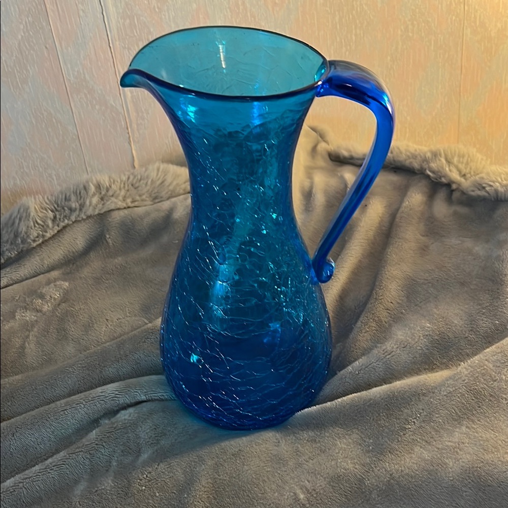 Elegant Blue Glass Pitcher